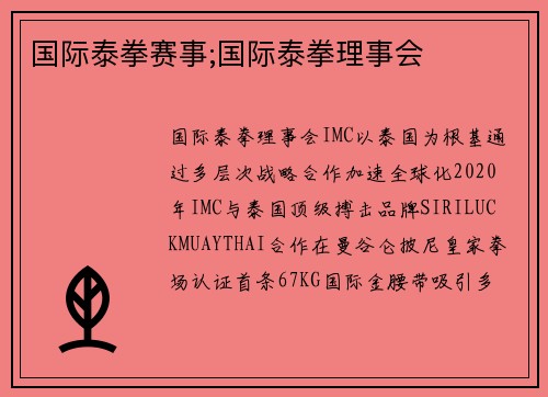 国际泰拳赛事;国际泰拳理事会